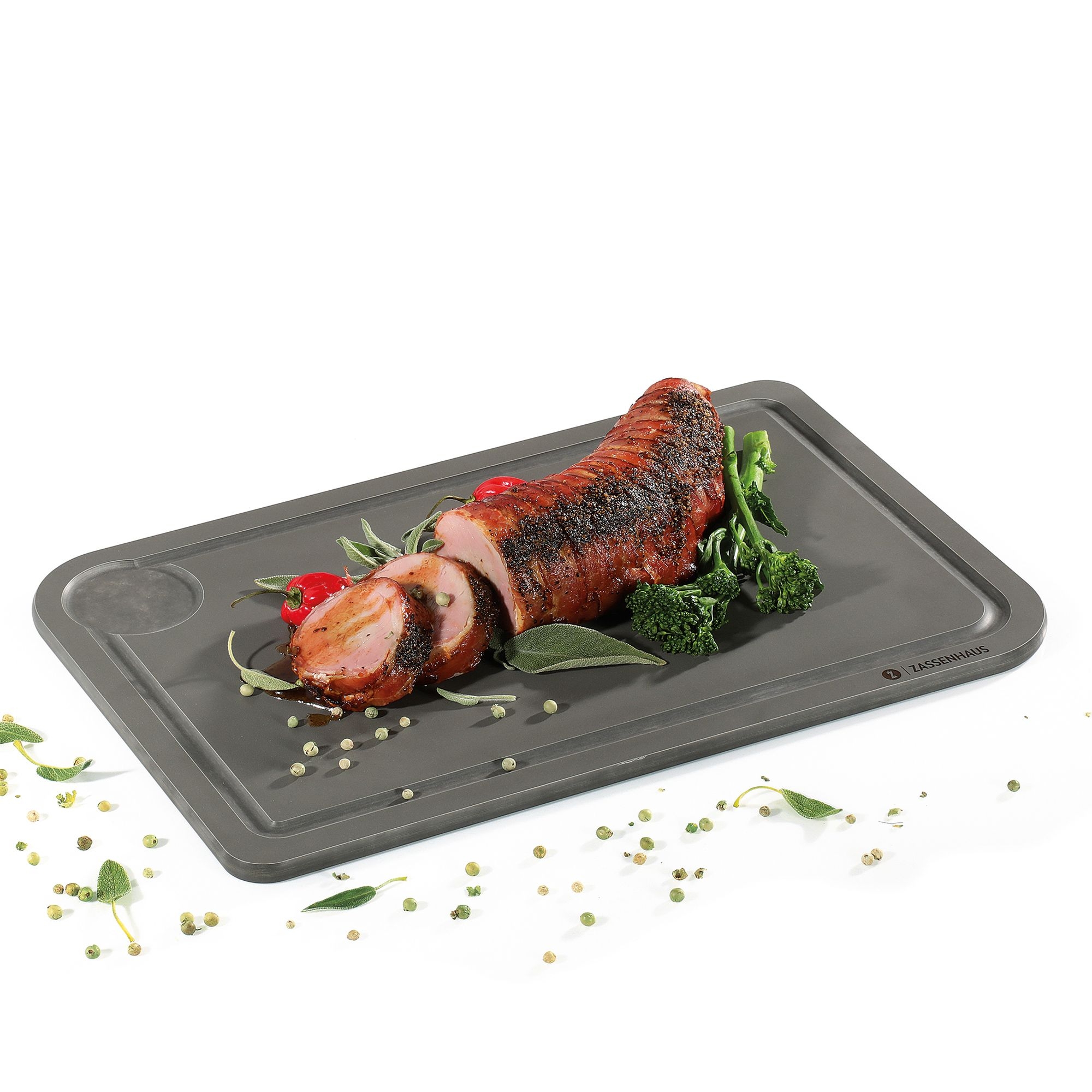 Grey Zassenhaus COMFORT XPLUS carving board with roast
