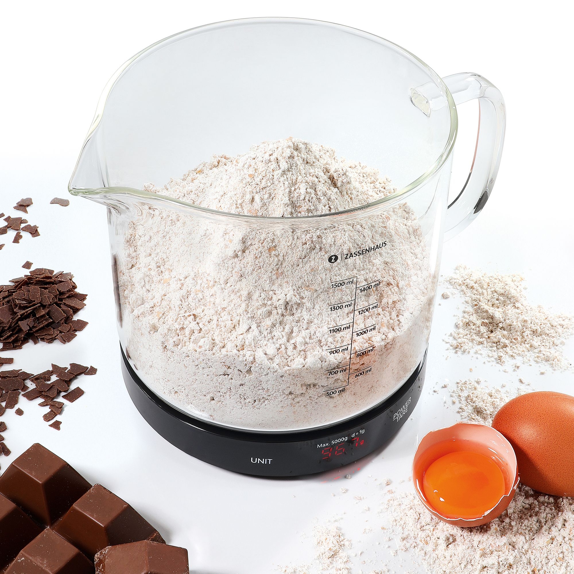 Zassenhaus - Digitale Küchenwage BAKE mit Messbecher - schwarz