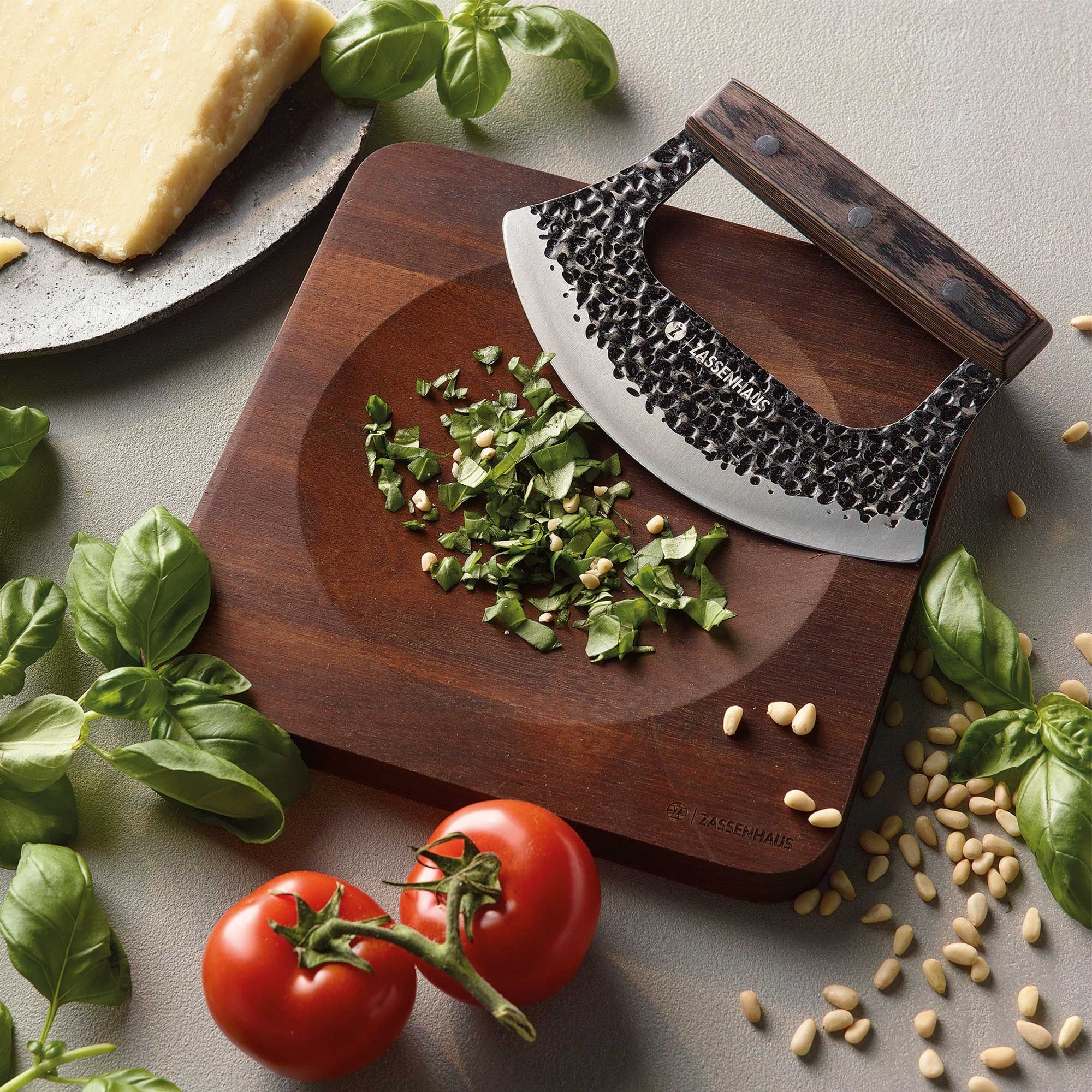 ZASSENHAUS MINCER mezzaluna set chopping fresh herbs