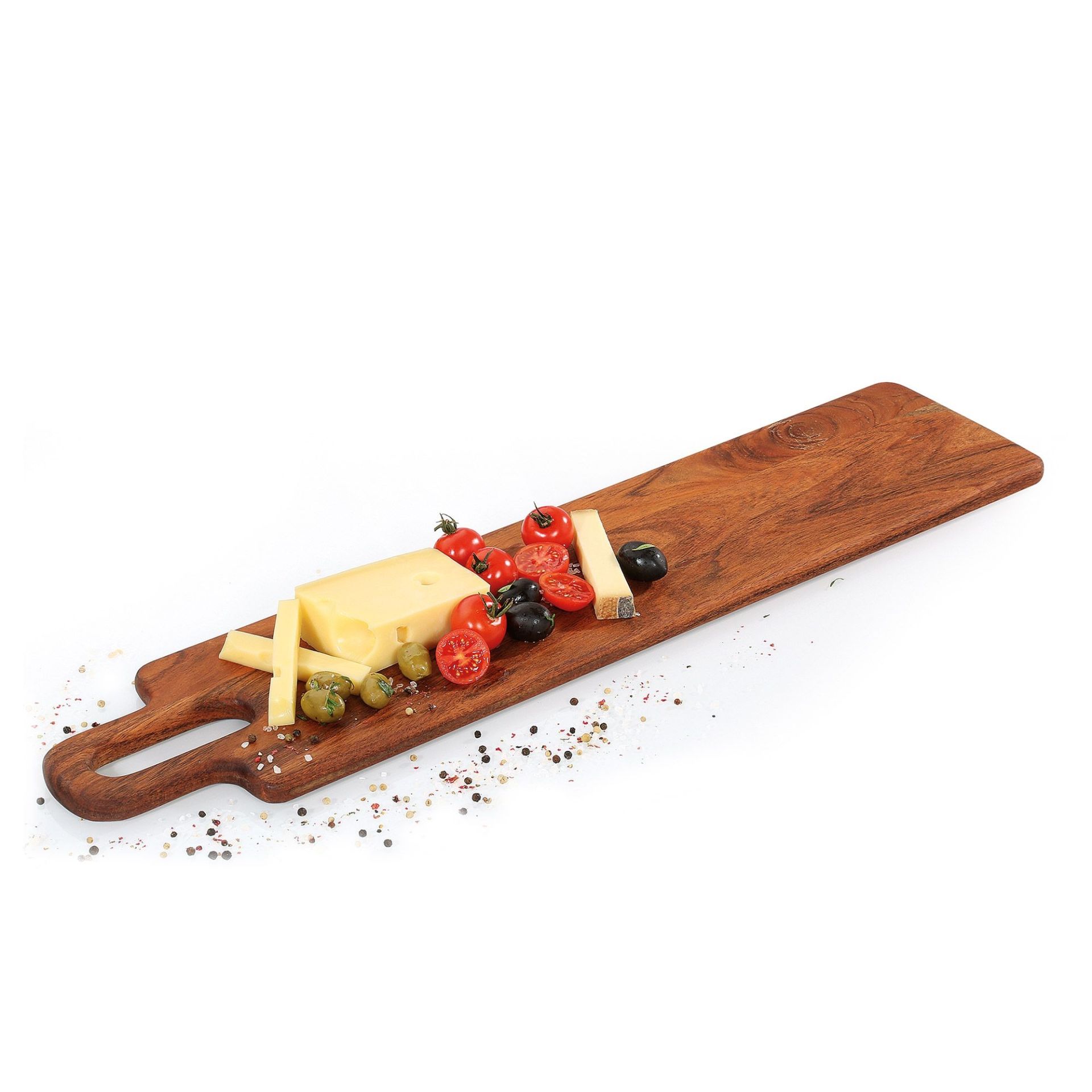 APS Servierbrett 'Akazie-Schiefer' - 13 X 40,5 Cm, Rustikales Holzbrett Mit Schieferstreifen | Für Käse, Fingerfood & Präsentation
